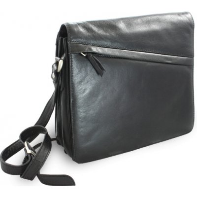 Černá kožená klopnová kabelka 213-4005-60 – Zboží Mobilmania