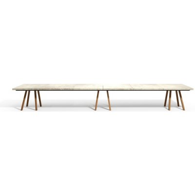 Tribu Teakový jídelní stůl Vis a Vis, obdélníkový 400x99x75 cm, rám teak, deska travertine – Hledejceny.cz