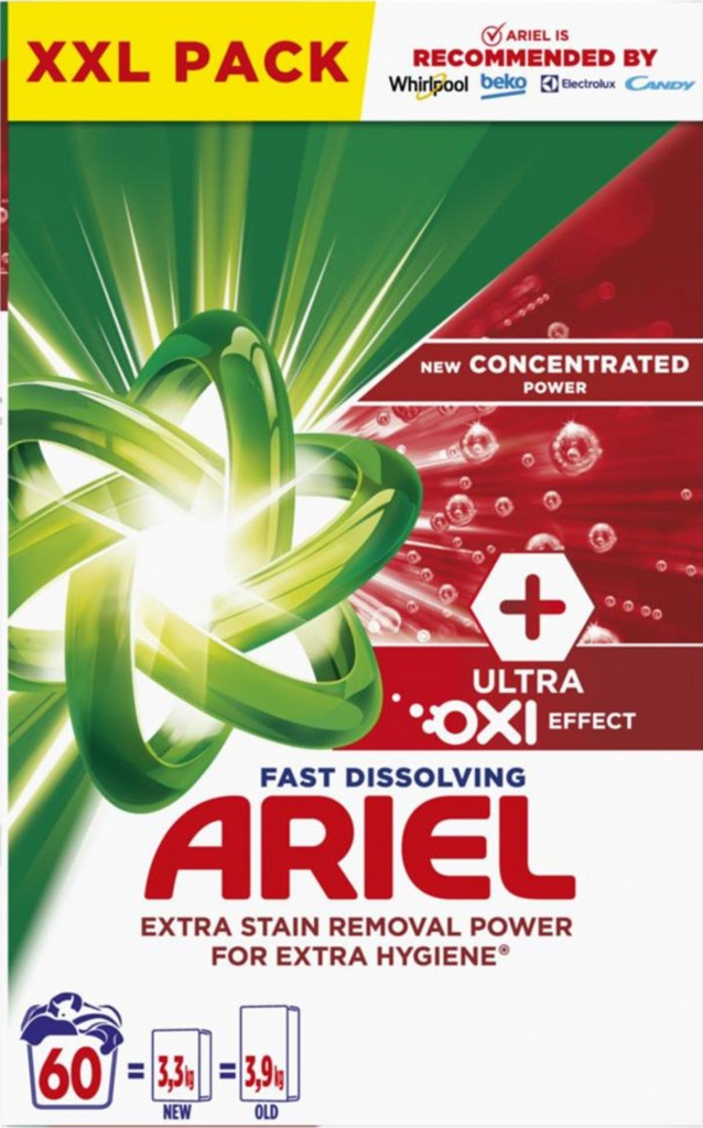 Ariel + prací prášek Oxi 3,3 kg 60 PD