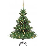 Nabytek XL Umělý vánoční stromek normandská jedle LED a koule zelený 150cm