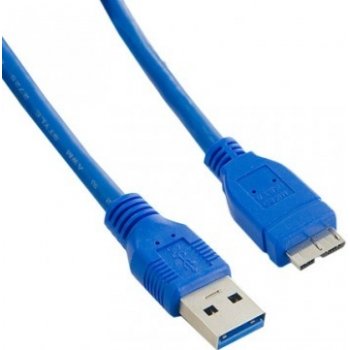 4World 08965 USB 3.0, USB A(M) - microUSB B(M), 3m, modrý