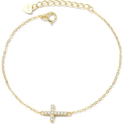 Grace Silver Jewellery stříbrný se zirkony Francoise kříž NR-BSB088 zlatá