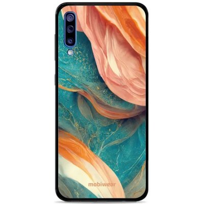 Pouzdro Mobiwear Glossy Samsung Galaxy A50 - G025G - Azurový a oranžový mramor – Zbozi.Blesk.cz