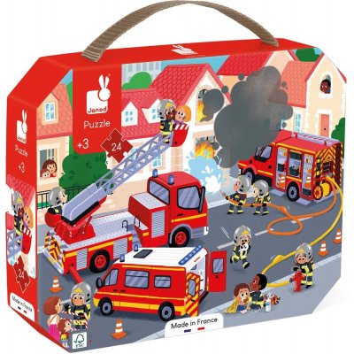 Janod Požiarnici v kufríku 24 dílků – Zboží Mobilmania