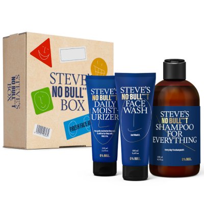 Steves Fresh Face All Day Steve's denní hydratační krém 100 ml + mycí gel na obličej 100 ml + šampon na vlasy a vousy 250 ml dárková sada – Zboží Mobilmania