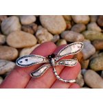 Brož zrcadlová vážka bílé stříbrné křídla černé očka – Zboží Mobilmania