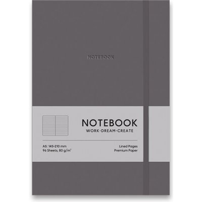 SHKOLYARYK Zápisník Genius A5, linkovaný, 96 listů, tvrdé desky tmavě šedá – Zboží Živě