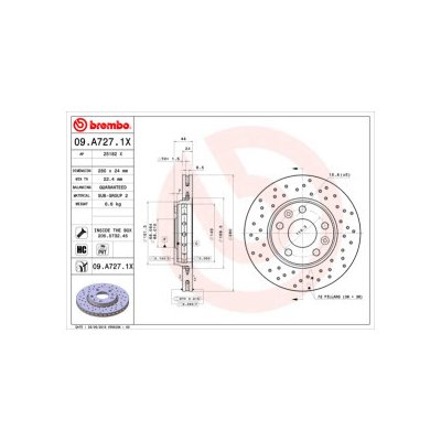 BREMBO Brzdové kotouče XTRA vrtané 09.A727.1X | Zboží Auto