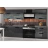 Kuchyňská linka Belini Primera2 180 cm šedý lesk / šedý antracit Glamour Wood s pracovní deskou
