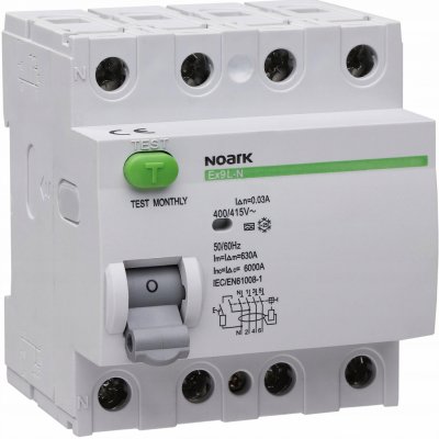 Noark Electric Ex9L-N 4P 25A AC 30mA 6kA – Zbozi.Blesk.cz