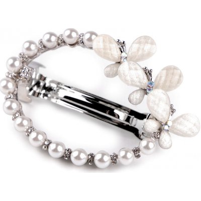 Francouzská spona do vlasů s perlami Varianta: bílá, Balení: 1 ks – Zboží Dáma