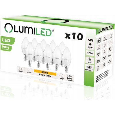 Lumiled 10x LED svíčka E14 5W 50W HEAT – Zboží Mobilmania