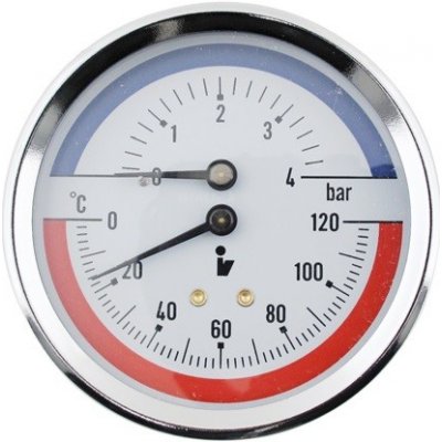 MALGORANI SITEM Termomanometr d80mm 0-6 BAR 0-120°C ZADNÍ vývod 1/2" - voda, vzduch TM5406Z – Zboží Mobilmania
