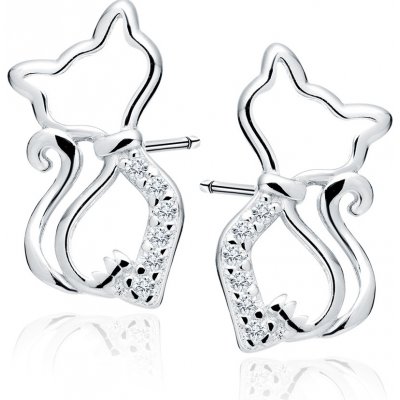Lunica Stříbrné náušnice KOČKA 0768 – Zboží Mobilmania