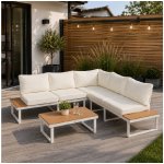 Furnigo Zahradní kovový set Malaga bílý/krémové polštáře – Hledejceny.cz