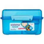 Sistema Lunch Tříkomorová krabička s nádobou na jogurt s dvojitým víčkem 2 l modrá – Zboží Dáma