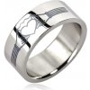 Prsteny Šperky eshop ocelový prsten srdce s korunkou ruce s pásky J7.5