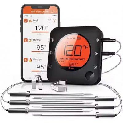OHENVZAHRADE.CZ Digitální Bluetooth teploměr se 6 sondami BBQ BF-5 – Zboží Dáma