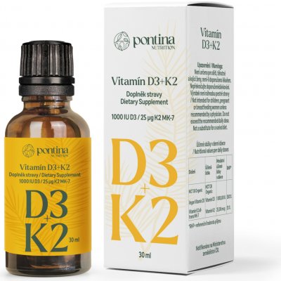 Pontina Nutrition Vitamin D3+K2 1000IU D3 /25μg K2-MK7 30 ml – Hledejceny.cz