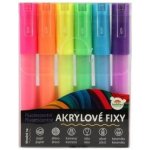 Fixy akrylové fluorescentní 6ks i na keramiku,sklo,kameny v blistru 9x12cm – Zboží Živě