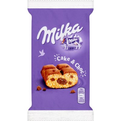 Milka Cake & choc jemné pečivo s kousky mléčné čokolády a čokoládovou náplní 35 g – Sleviste.cz