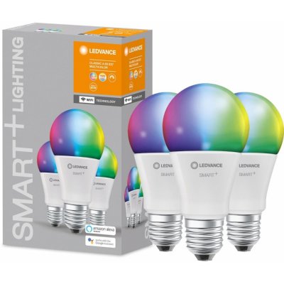 Ledvance Smart+ WIFI Sada LED světelných zdrojů, 9 W, 806 lm, RGB, teplá–studená bílá, E27, 3 ks – Zbozi.Blesk.cz