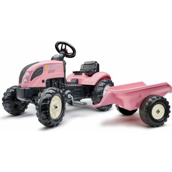 Falk šlapací traktor 1058AB Pink Country Star s přívěsem růžový