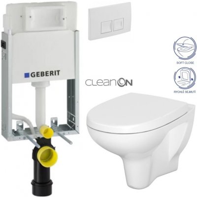 Geberit KOMBIFIX Basic tlačítko DELTA 50 Bílé WC CERSANIT ARTECO + SEDÁTKO 110.100.00.1 50BI AT1