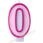 PartyDeco Narozeninová svíčka 0 růžová 7 cm – Zboží Mobilmania
