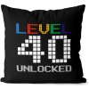 Dekorační polštář Impar Polštář Level unlocked věk 40 40x40