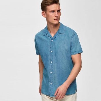 Selected Homme džínová košile s krátkým rukávem Regular Vincent
