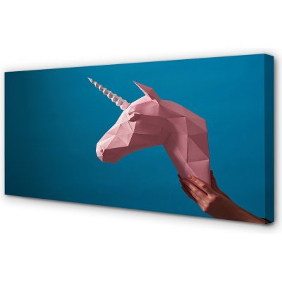 Obrazy na plátně Růžový jednorožec origami 100x50 cm – Zbozi.Blesk.cz