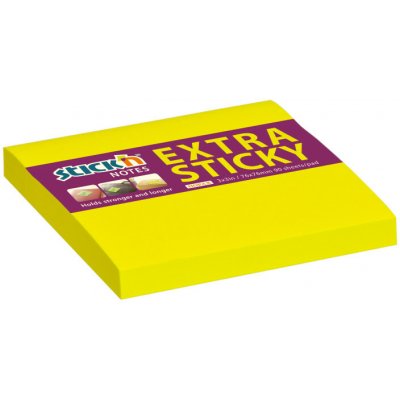 Stick´n Samolepicí bločky Stick´n by Hopax Extra Sticky - 76 x 76 mm / 90 lístků / neon žlutá – Hledejceny.cz