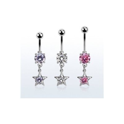 Piercingate piercing do pupíku hvězdička PBV00569 čirá – Zboží Dáma