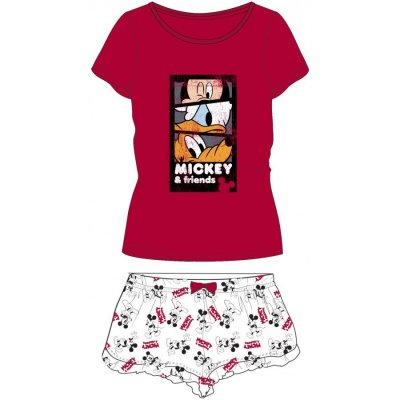 E plus M Mickey & friends dámské krátké bavlněné pyžamo červené – Zboží Mobilmania