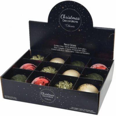 DECORIS Skleněná vánoční hračka 062587, 8 cm, 4 barvy – Sleviste.cz