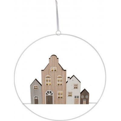 Závěsná vánoční dekorace Winter Houses II 30 cm svítící na baterie – Zboží Dáma