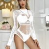 Dámské erotické body Bdsm-Bondage-Shop Sexy síťované body s dlouhými rukávy Bílá K091