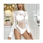 Bdsm-Bondage-Shop Sexy síťované body s dlouhými rukávy Bílá K091 – Zboží Mobilmania