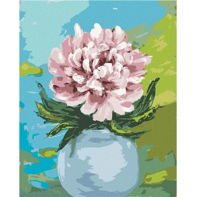 zuty Pivoňka na žlutomodrém pozadí 80 x 100 cm bez rámu a bez vypnutí plátna – Zboží Dáma