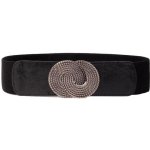 Camerazar Elegantní dámský široký Elastický pásek černý Kovová spona Stříbrné – Sleviste.cz