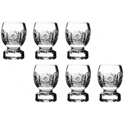 PB CRYSTAL Broušené sklenice na likér panák soudek na nožce Brus klasik 500 PK 6 x 25 ml