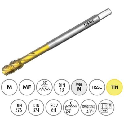 Narex Ždánice 041535518207000 - Závitník strojní M20,0x1,0mm typ 3044 kód 4060 TiN, ISO2 (6H), DIN 374 – Hledejceny.cz