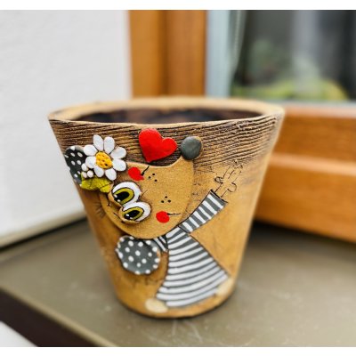 Keramika Javorník Květináč malý - myška 15 x 17cm hnědý
