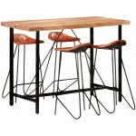 vidaXL Marketos 5dílný barový set masivní recyklované dřevo a pravá kůže – Zboží Dáma