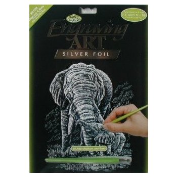 Vyškrabovací obrázek stříbrný Sloni