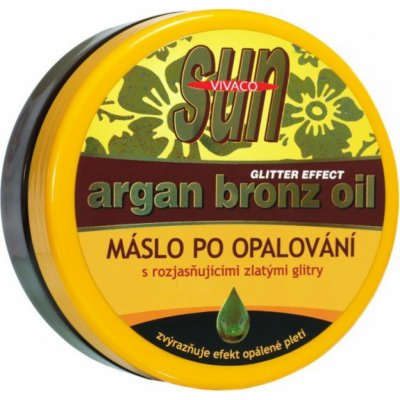 Vivaco Sun Argan Bronz Oil Glitter Aftersun Butter poopalovací máslo s arganovým olejem a třpytkami 200 ml – Zboží Mobilmania