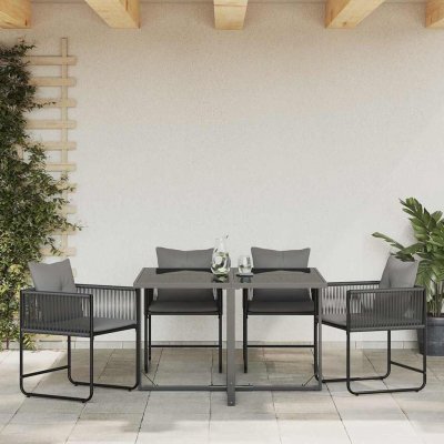 OMAXI 872920 Židle s polštářem 4 pcs Černá a Antracit PE ratan – Hledejceny.cz