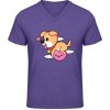 Pánské Tričko Soft-Style V Triko Gildan - Design se srdíčkem a psem - Heather Purple