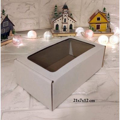 Papírová krabička s průhledným okénkem bílá 21x12x7 cm – Zboží Mobilmania